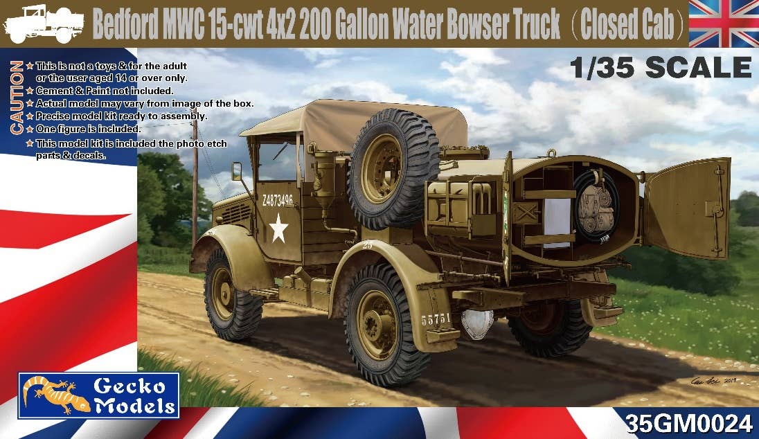 Gecko 1/35 Bedford MWC 15-cwt 4x2 200 Gallon Water Bowser Truck | 4892667350248