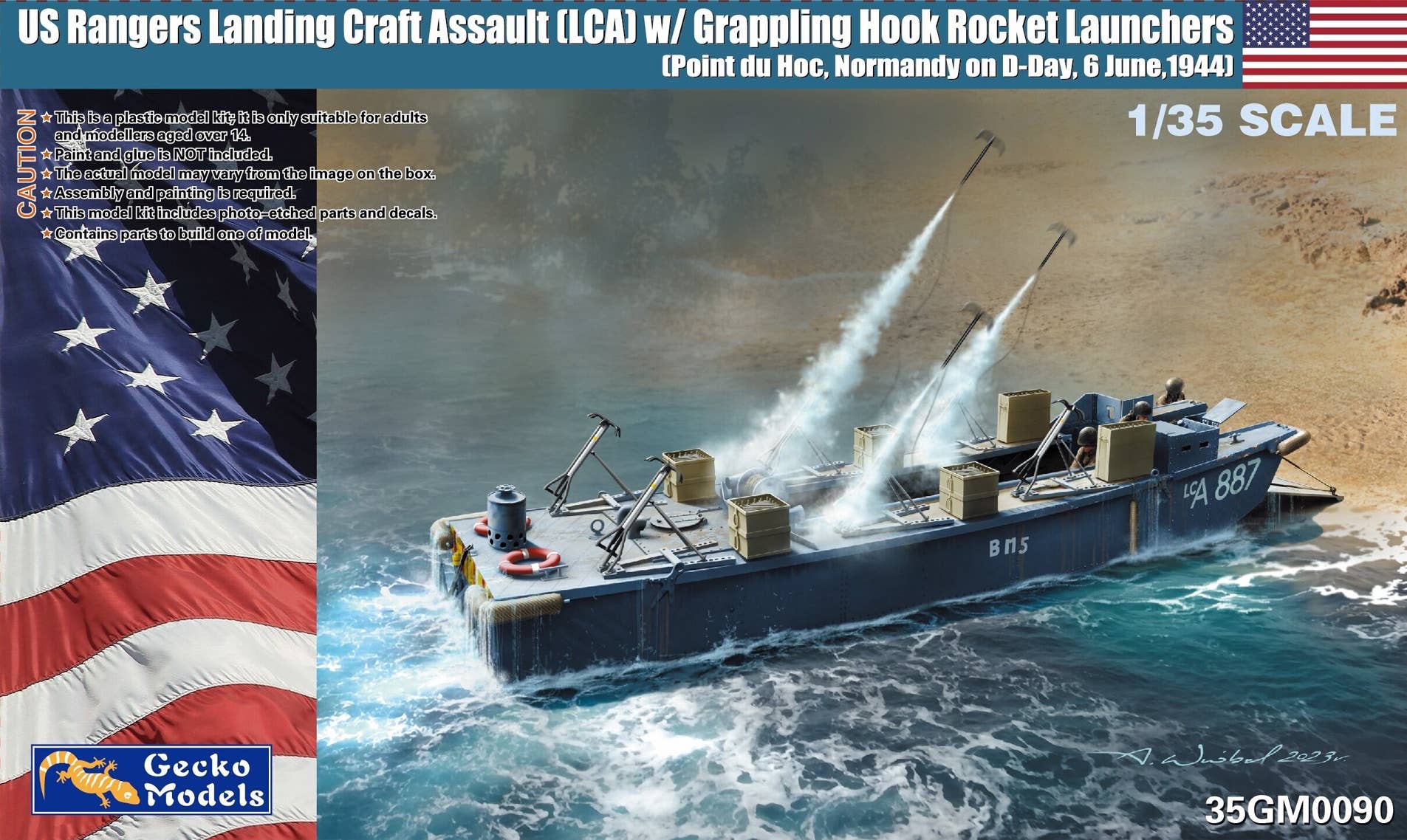 Gecko 1/35 US Rangers Landing Craft Assault (LCA) w/Grappling Hook Rocket Launchers, D-day Normandy, 6th June 1944. | 4892667350903
