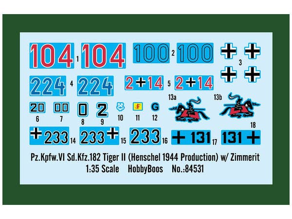 Hobby Boss 1/35 Pz.Kpfw.VI Sd.Kfz.182 Tiger II (Henschel 1944 Production) w/ Zimmerit | 6939319245311