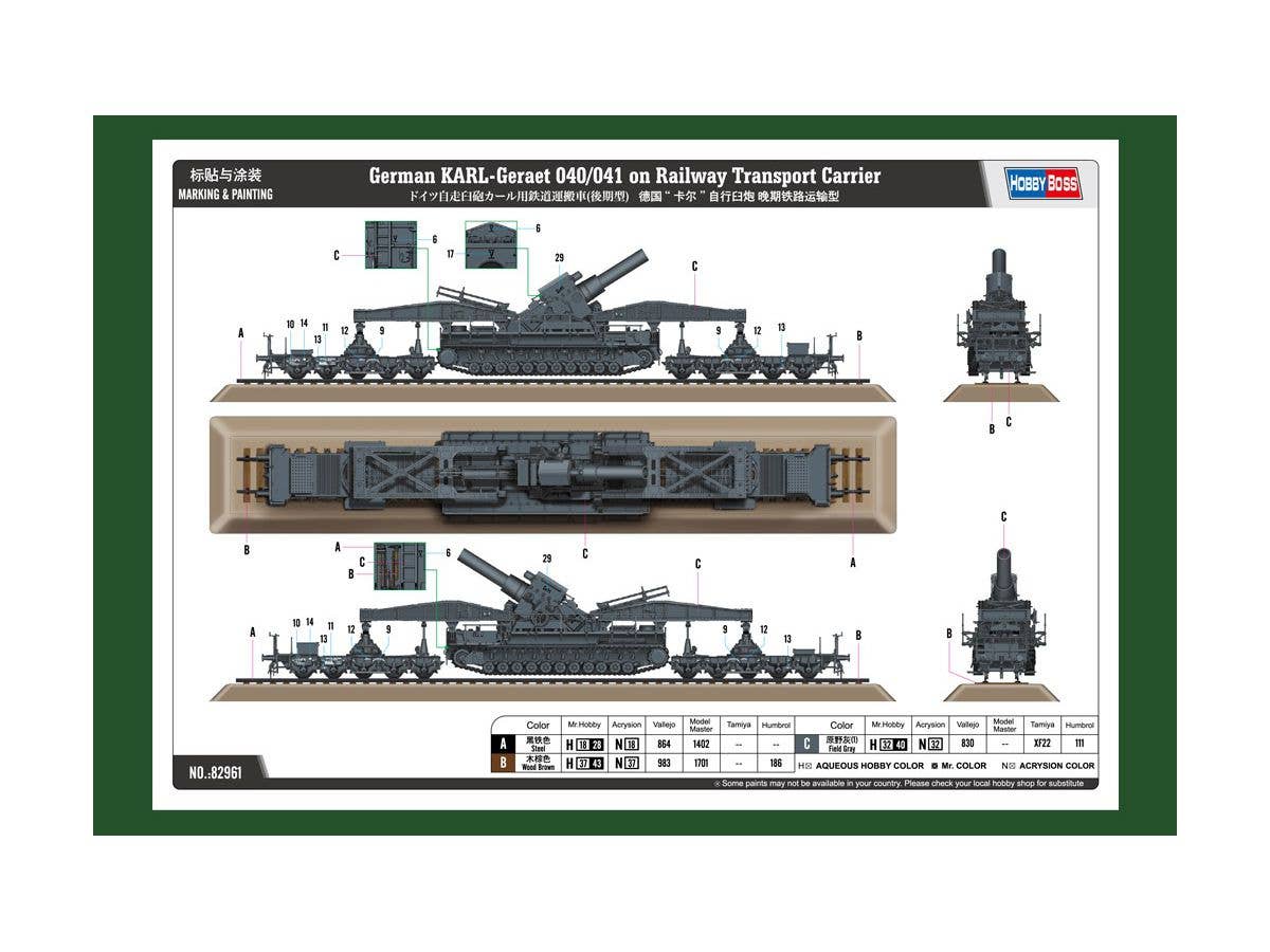Hobby Boss 1/72 German KARL-Gerat 040/041 on Railway Transport Carrier | 6939319229618