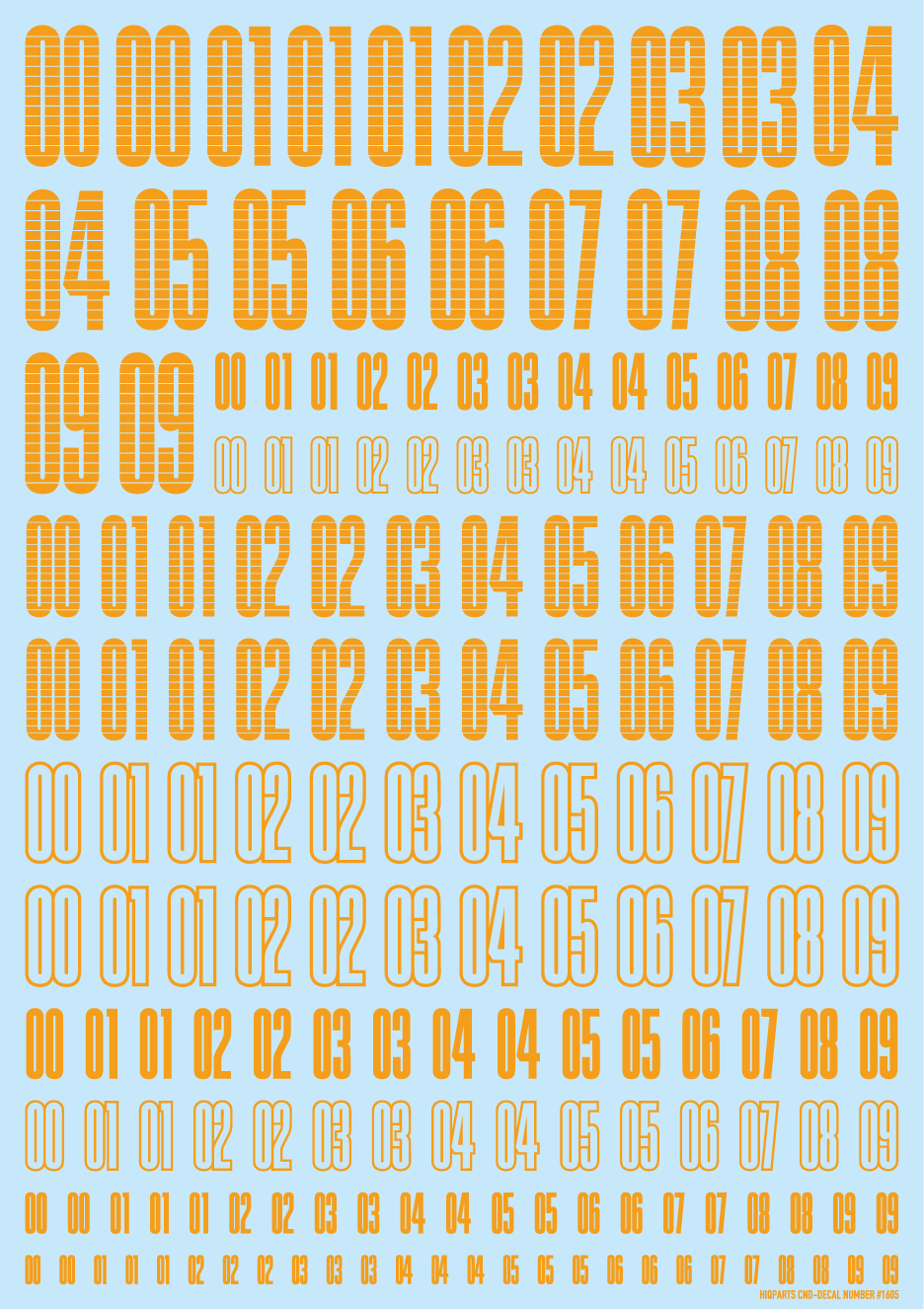HiQ Parts CND Decal Number Yellow Orange (1pc)
