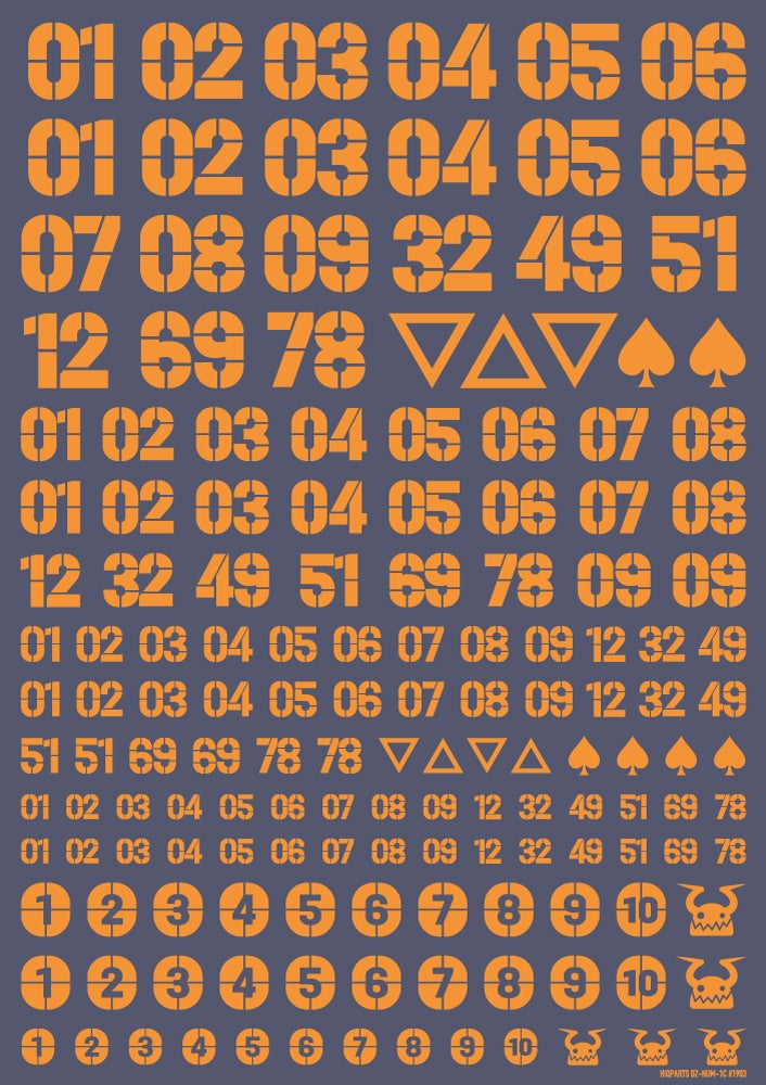 HiQ Parts DZ Number Decal Orange (1pc)