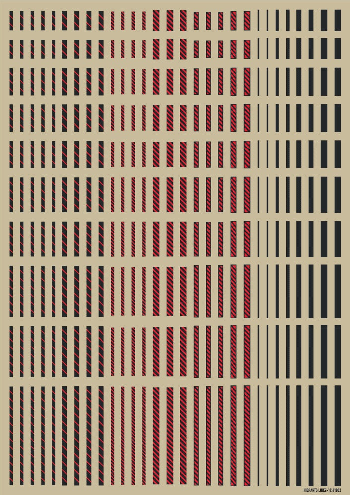 HiQ Parts Line Decal 02 Dark Gray-Red (1pc)