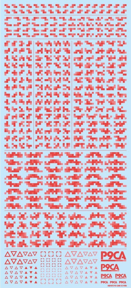 HiQ Parts Pixel Camouflage Decal 2 Red (1pc) | 4573211373813