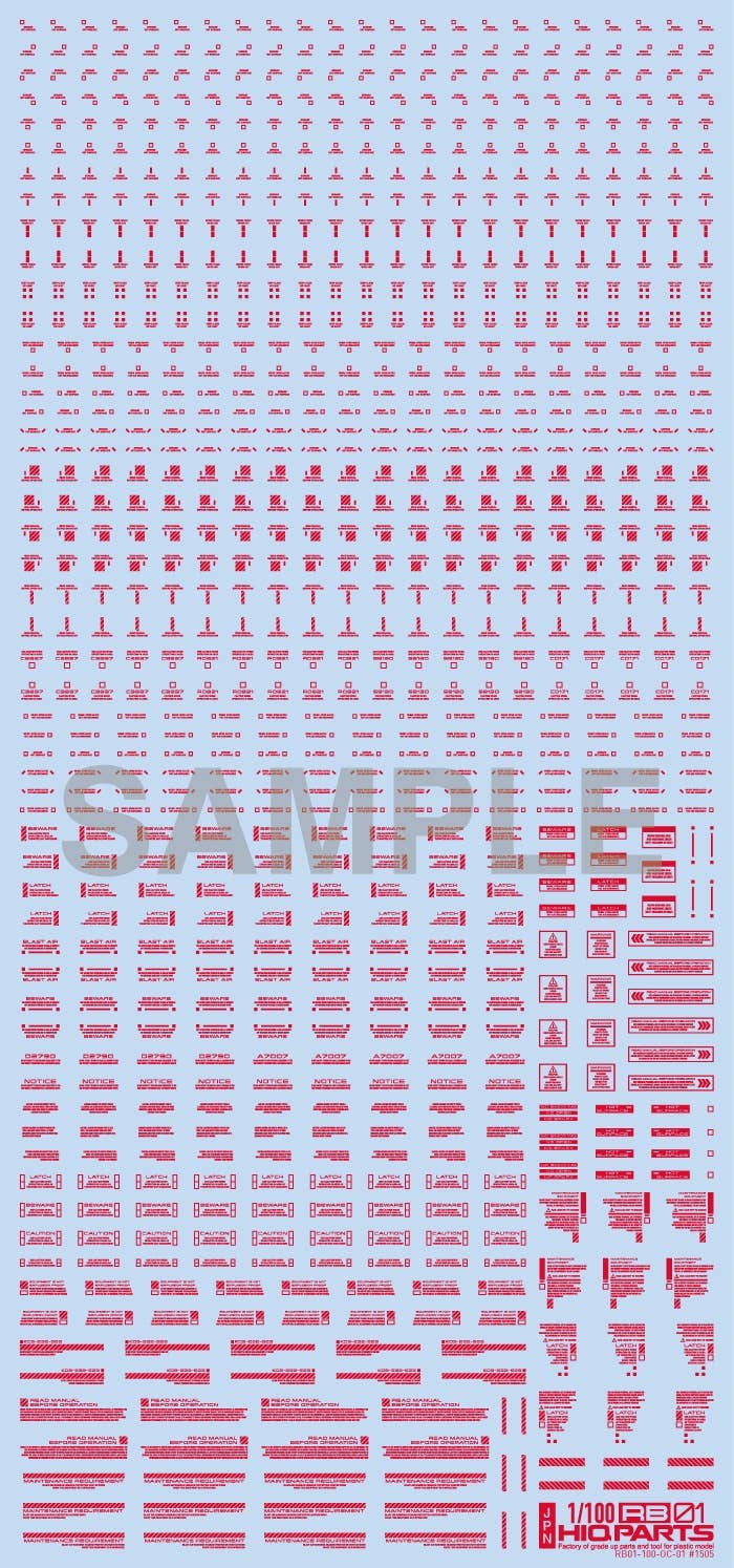 HiQ Parts 1/100 RB01 Caution Decal One Color Red (1pc) | 4582370708107