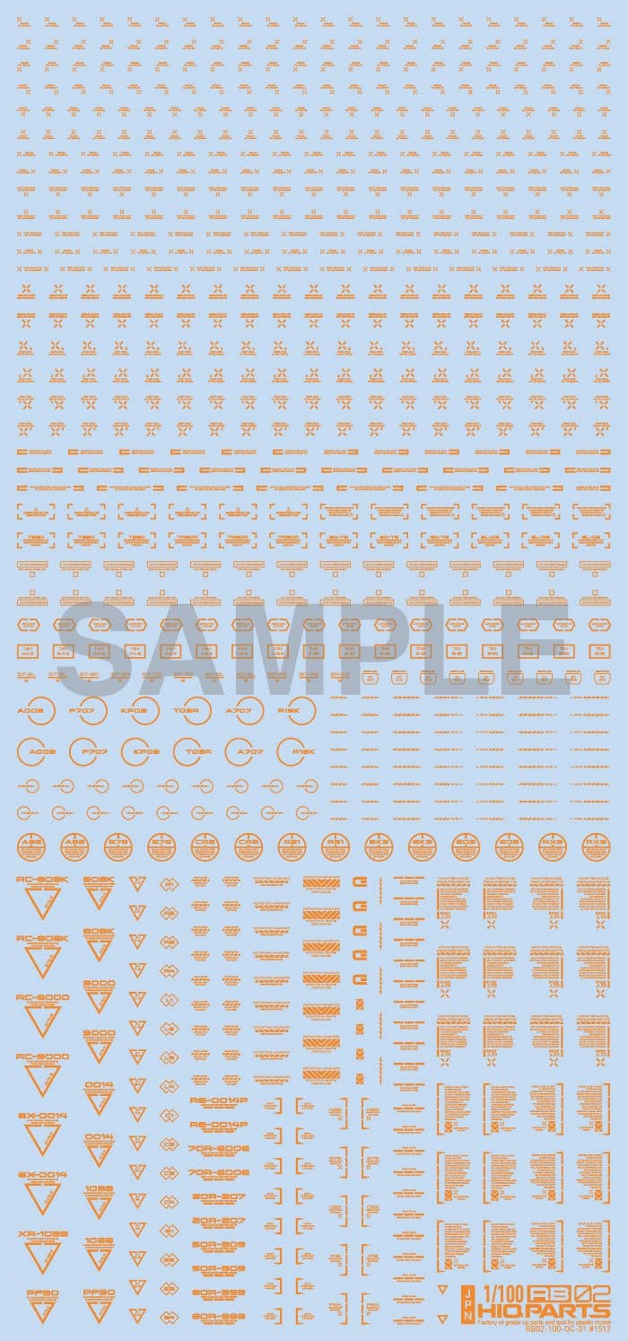 HiQ Parts 1/100 RB02 Caution Decal One Color Orange (1pc) | 4573211371185