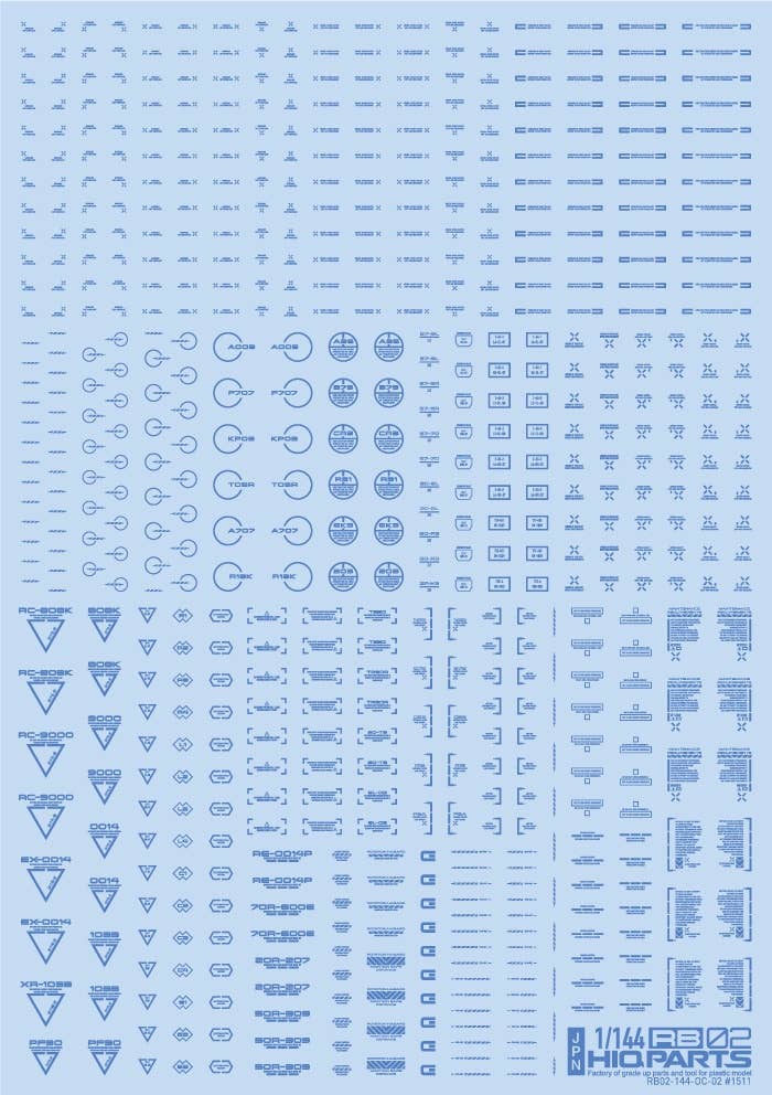 HiQ Parts 1/144 RB02 Caution Decal One Color Blue (1pc) | 4573211374872