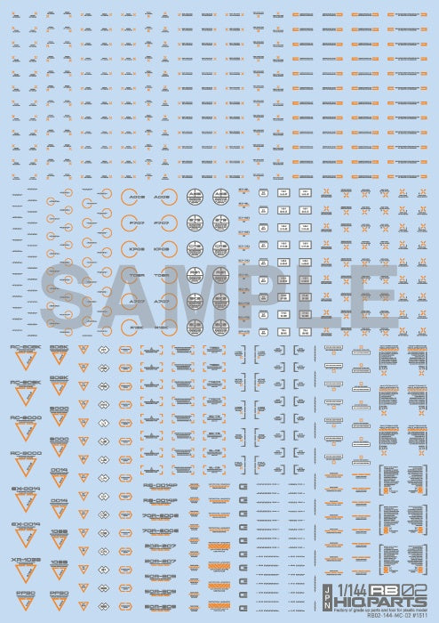 HiQ Parts 1/144 RB02 Caution Decal Gray & Orange (1pc)