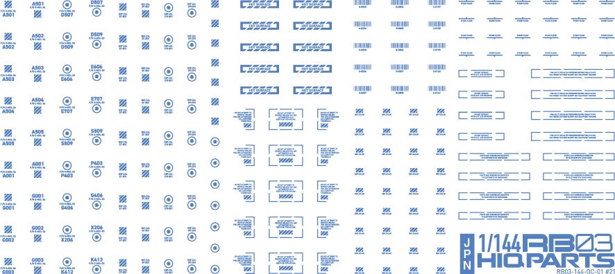 HiQ Parts 1/144 RB03 Caution Decal One Color Blue (1 pc)