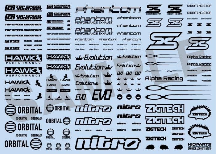 HiQ Parts Sponsor Logo Decal 01S Black (1pc) | 4582370708763
