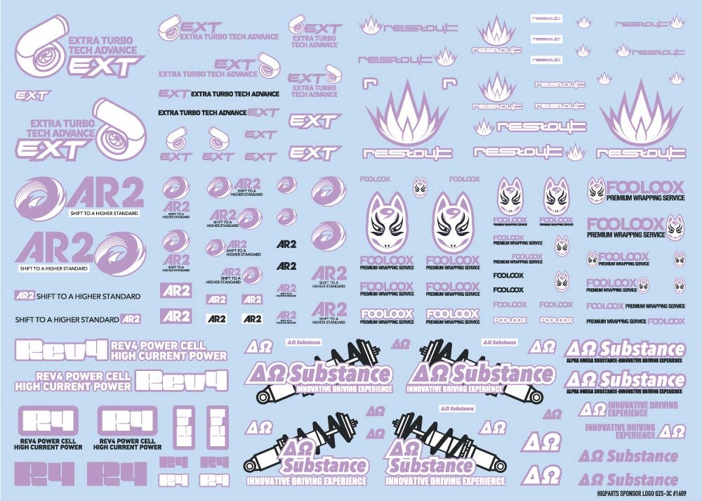 HiQ Parts Sponsor Logo Decal 02S Light Purple (1pc) | 4573211372731