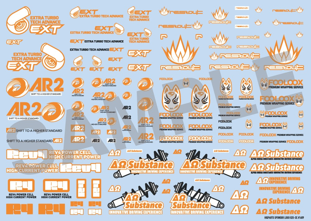 HiQ Parts Sponsor Logo Decal 02S Orange / Dark Gray (1pc)