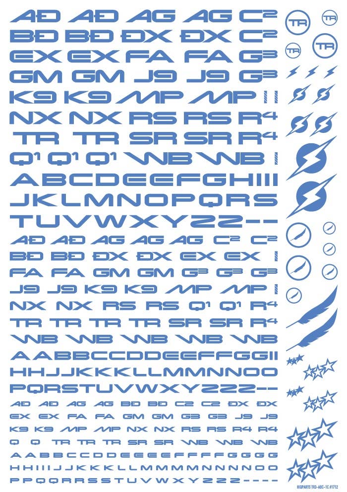 HiQ Parts TR Decal 3 Alphabet Blue (1pc) | 4573211374933