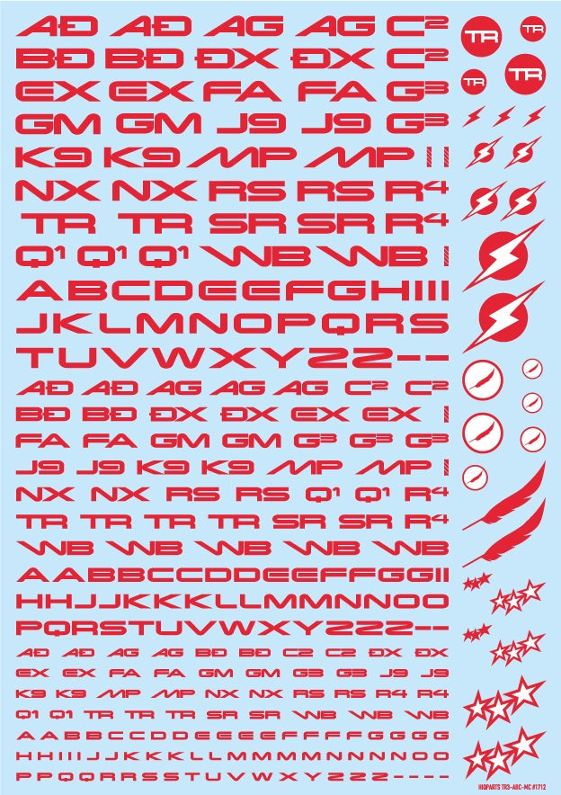HiQ Parts TR Decal 3 Alphabet Red (1pc)