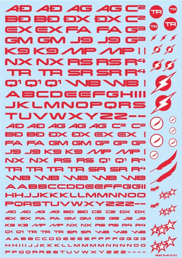 HiQ Parts TR Decal 3 Alphabet Red (1pc) | 4573211373639