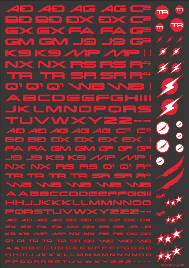 HiQ Parts TR Decal 3 Alphabet Red (1pc)
