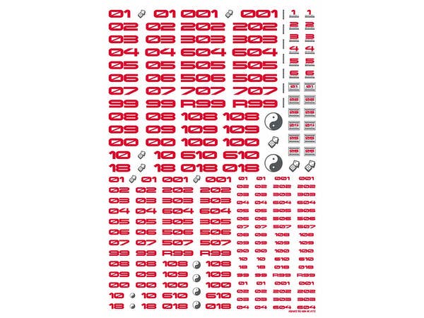 HiQ Parts TR Decal 3 Number Red (1pc) | 4573211373622