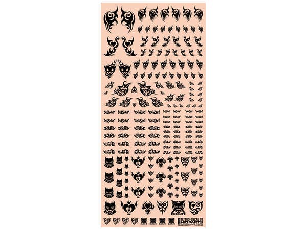 HiQ Parts Tattoo Decal 01 'Heart' Black (1pc) | 4573211372403