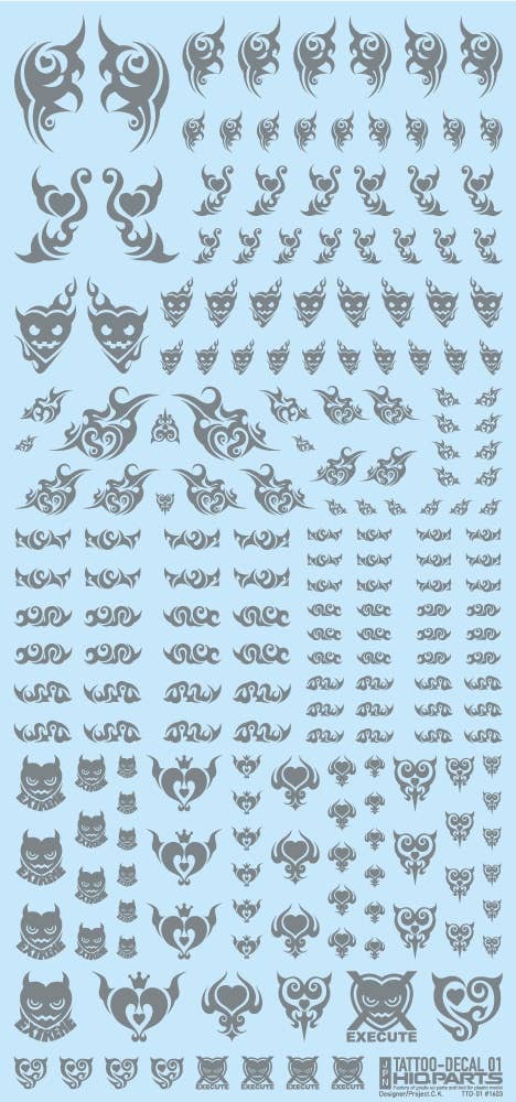 HiQ Parts Tattoo Decal 01 'Heart' Clear Black (1pc) | 4573211374513