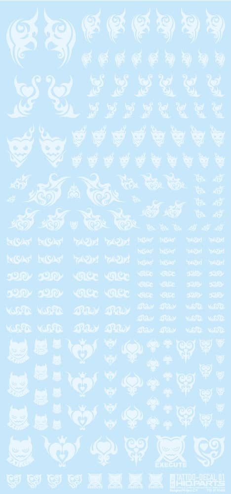 HiQ Parts Tattoo Decal 01 'Heart' Clear White (1pc) | 4573211374483