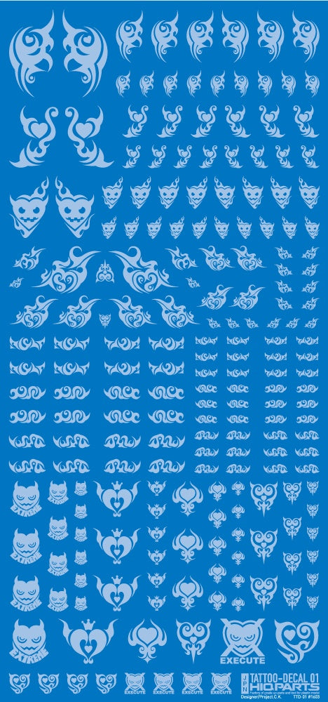 HiQ Parts Tattoo Decal 01 'Heart' Clear White (1pc) | 4573211374483