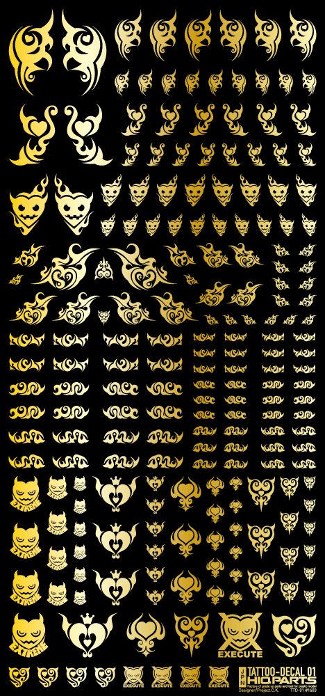 HiQ Parts Tattoo Decal 01 'Heart' Gold (1pc)