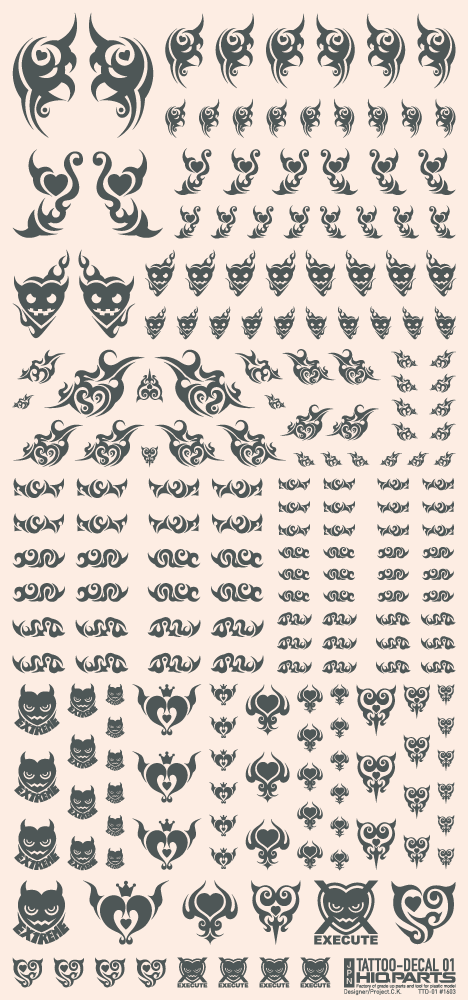 HiQ Parts Tattoo Decal 01 'Heart' Tattoo Gray (1pc) | 4573211370751