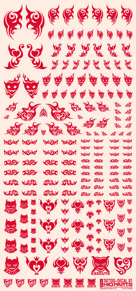 HiQ Parts Tattoo Decal 01 'Heart' Red (1pc) | 4573211372397