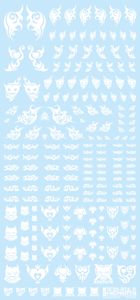 HiQ Parts Tattoo Decal 01 'Heart' White (1pc) | 4573211370775