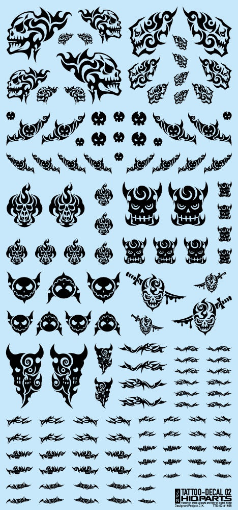 HiQ Parts Tattoo Decal 02 'Skull' Black (1pc) | 4573211372427