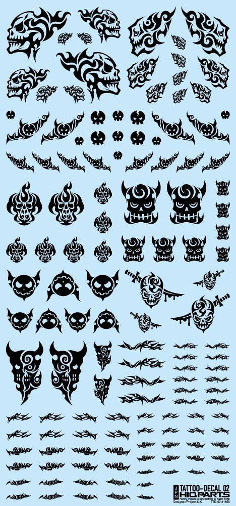 HiQ Parts Tattoo Decal 02 'Skull' Black (1pc) | 4573211372427
