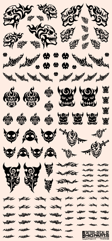 HiQ Parts Tattoo Decal 02 'Skull' Black (1pc) | 4573211372427
