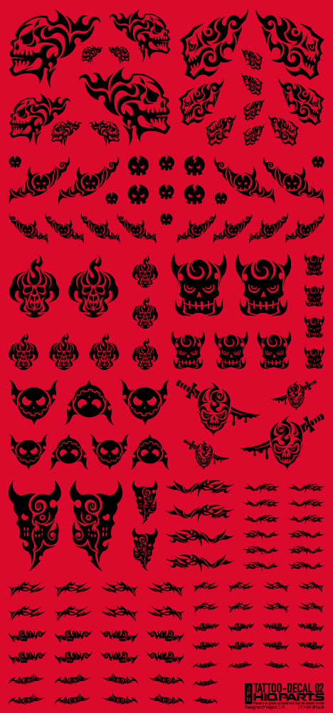 HiQ Parts Tattoo Decal 02 'Skull' Black (1pc) | 4573211372427
