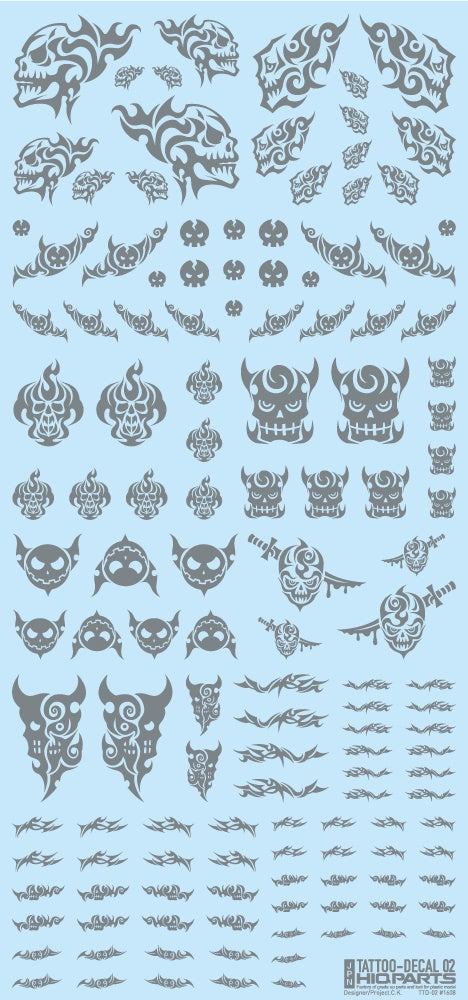 HiQ Parts Tattoo Decal 02 'Skull' Clear Black (1pc) | 4573211374520