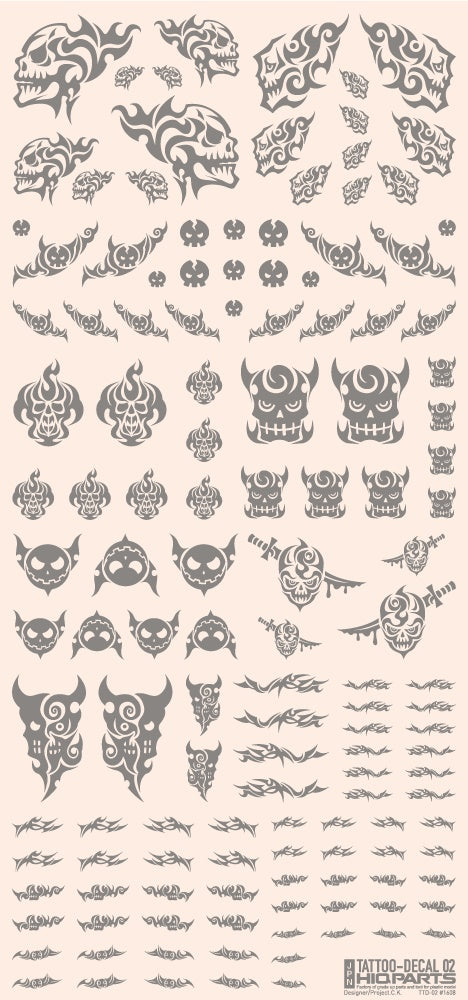 HiQ Parts Tattoo Decal 02 'Skull' Clear Black (1pc) | 4573211374520