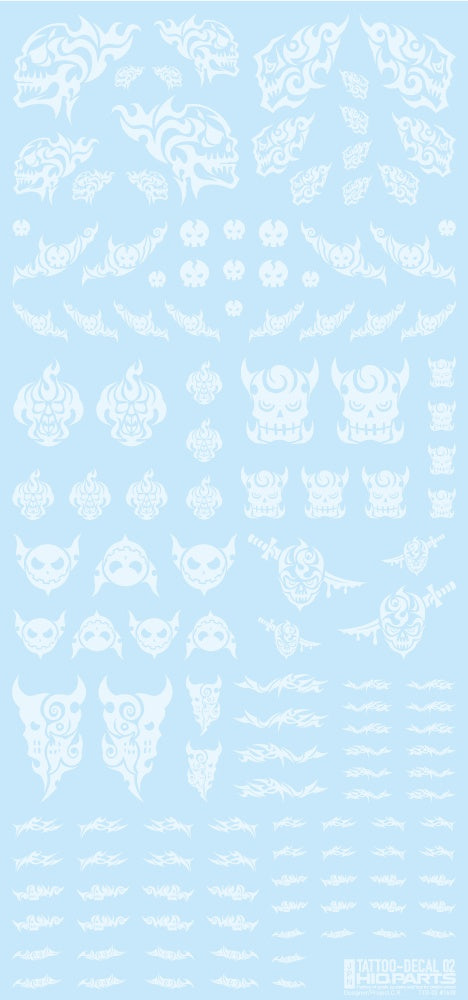 HiQ Parts Tattoo Decal 02 'Skull' Clear White (1pc) | 4573211374490