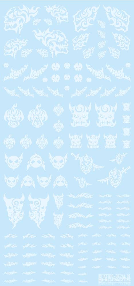 HiQ Parts Tattoo Decal 02 'Skull' Clear White (1pc) | 4573211374490