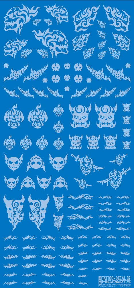 HiQ Parts Tattoo Decal 02 'Skull' Clear White (1pc) | 4573211374490