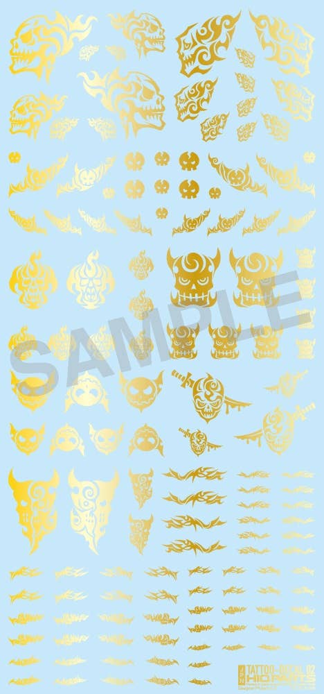 HiQ Parts Tattoo Decal 02 'Skull' Gold (1pc) | 4573211371956