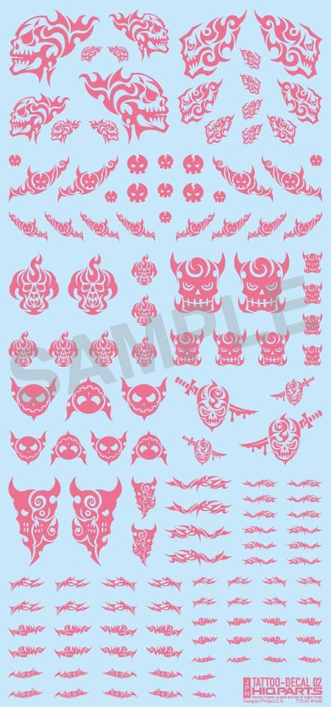 HiQ Parts Tattoo Decal 02 'Skull' Tattoo Pink (1pc) | 4573211371932