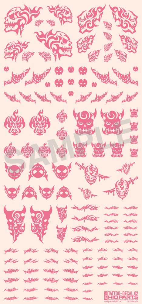 HiQ Parts Tattoo Decal 02 'Skull' Tattoo Pink (1pc) | 4573211371932