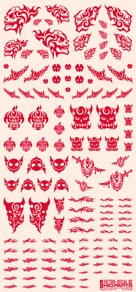 HiQ Parts Tattoo Decal 02 'Skull' Red (1pc) | 4573211372410