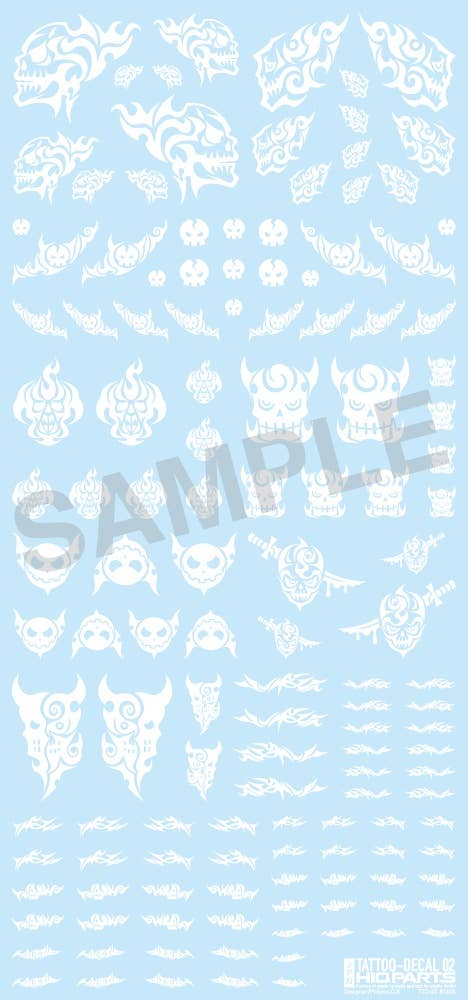 HiQ Parts Tattoo Decal 02 'Skull' White (1pc) | 4573211371949