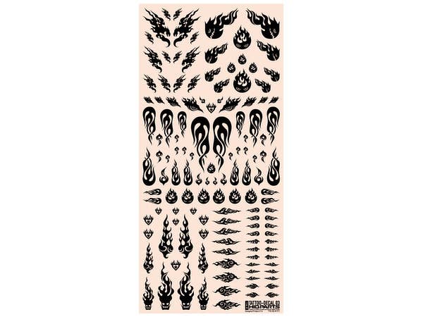 HiQ Parts Tattoo Decal 03 'Fire' Black (1pc) | 4573211373240