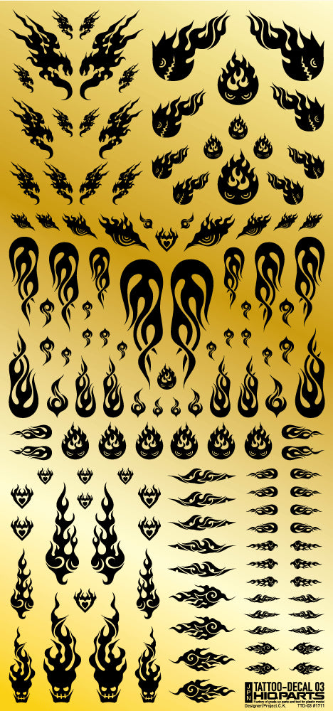HiQ Parts Tattoo Decal 03 'Fire' Black (1pc) | 4573211373240