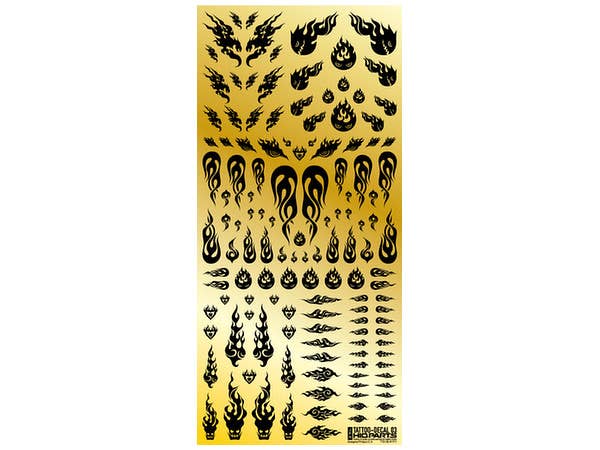 HiQ Parts Tattoo Decal 03 'Fire' Black (1pc) | 4573211373240