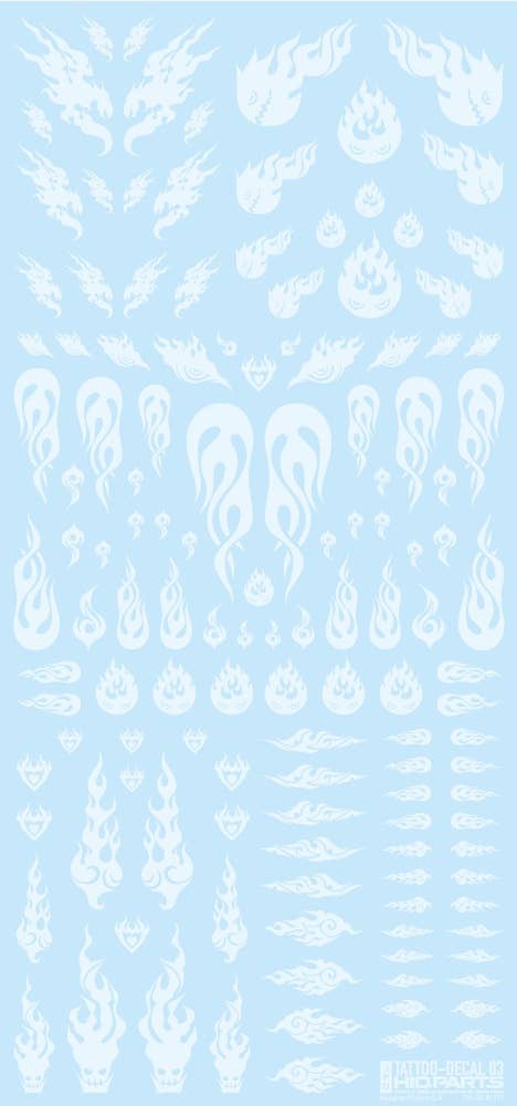HiQ Parts Tattoo Decal 03 'Fire' Clear White (1pc) | 4573211374506