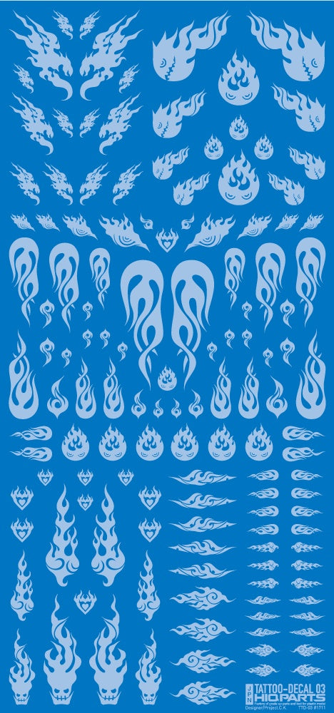 HiQ Parts Tattoo Decal 03 'Fire' Clear White (1pc) | 4573211374506