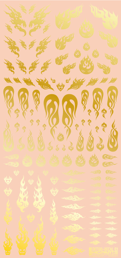 HiQ Parts Tattoo Decal 03 'Fire' Gold (1pc) | 4573211373233