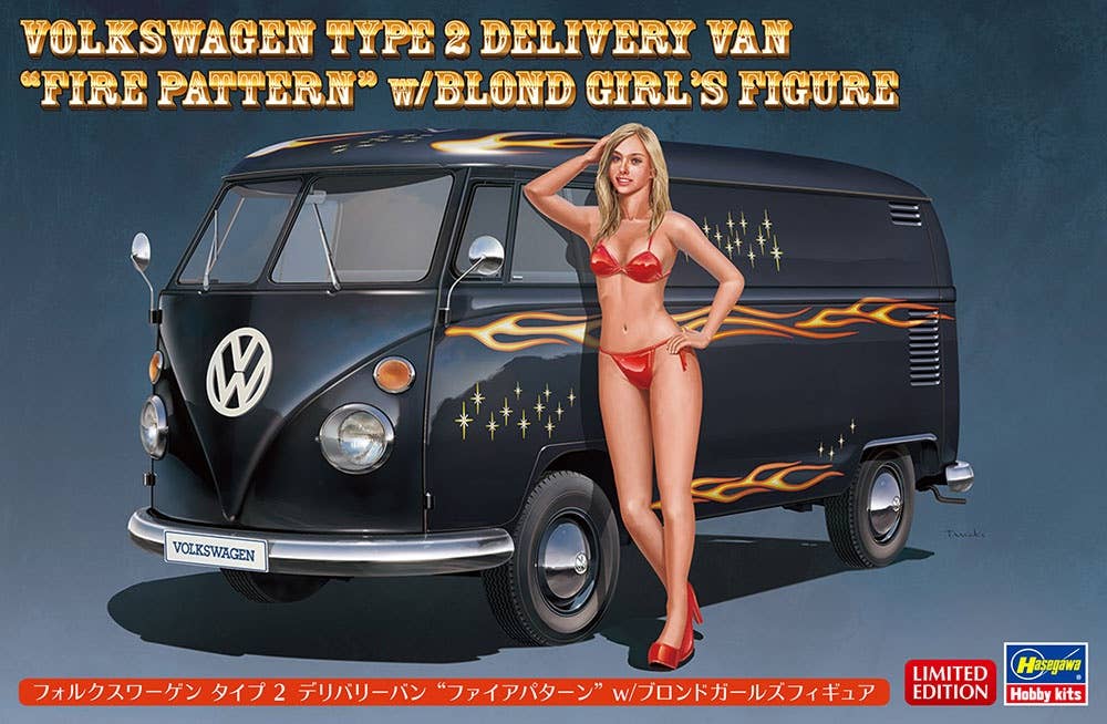 Hasegawa 1/24 VW TYPE 2 DELIVERY VAN 'FIRE PATTERN' w/BLOND FIRL'S FIGURE (SP464) | 4967834522640